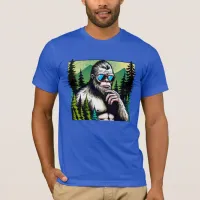 Curious Bigfoot with Sunglasses Hiding in Woods T-Shirt