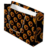 Jack o Lantern Unhappy Face Halloween Pumpkin, ZSG Large Gift Bag