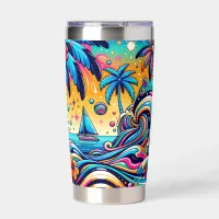 Fun Whimsical Psychedelic Sailboat  Insulated Tumbler