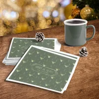 Deer Antlers Christmas  Pattern Green ID861 Napkins