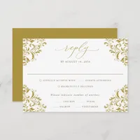 Elegant Gold Vintage Classic Wedding RSVP Card