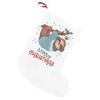 Lazy Sloth Christmas  Small Christmas Stocking