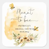 Meant To Bee Honeybee Floral Bridal Shower Square Sticker