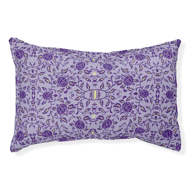 Elegant Flowery Purple Damask Pet Bed
