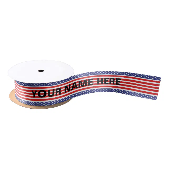 4th July American Flag Name Gift Packing Satin Ribbon