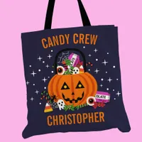 Candy Crew Pumpkin Bucket Personalized Halloween Tote Bag