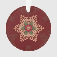 Holly Star Red Snowflake Ornament