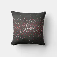 Chalkboard Red White Hearts Love Throw Pillow