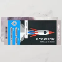 Space Graduation Party Travel Ticket Photo Invitation