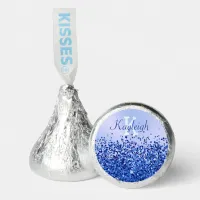 Simple Blue Brushed Metal and Glitter Monogram | Hershey&#174;'s Kisses&#174;