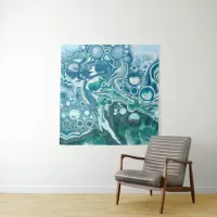 Teal and Blue Turquoise Water Waves  Tapestry
