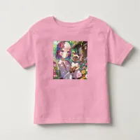 Anime Girl and Siamese Cat  Toddler T-shirt