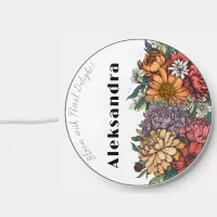 Mother's Day Gift Name Retro Vintage Floral  Wireless Charger