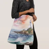 Watercolor Sketch Byron Bay Lighthouse Monogram | Crossbody Bag