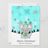 Cute little Christmas Mouse Holding a Gift Card