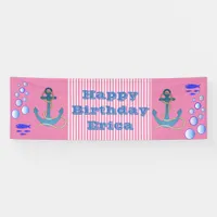 Personalized Nautical Themed Happy Birthday Banner