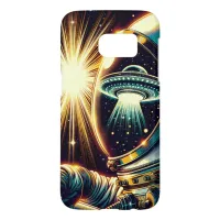 Astronaut with a Reflection of a UFO  Samsung Galaxy S7 Case