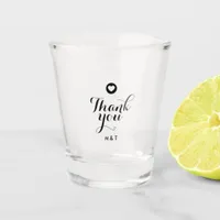 Minimalistic Script Personalized Heart Thank You Shot Glass