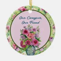 Majestic Blooms Vase Caregiver Round Ornament