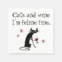 Cats and Wine Feline Fine Wine Pun with Cat Napkins