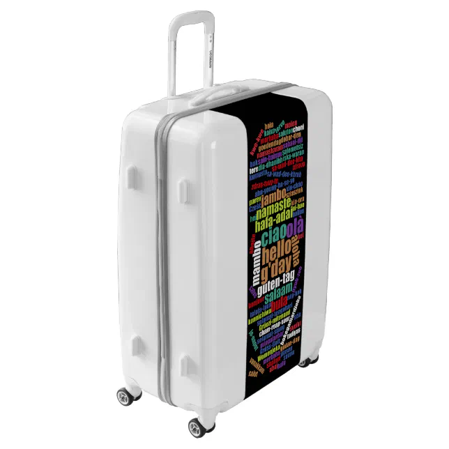 Colorful Hello in Many Languages Word Cloud Luggage