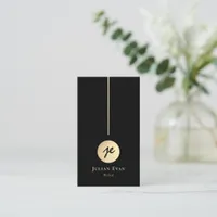 Modern Luxe Black & Gold Monogram Social Media Business Card