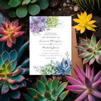 Watercolor Desert Cactus Succulents Wedding Invitation