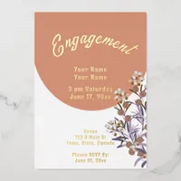 Elegant Chic Floral Engagement Foil Invitation