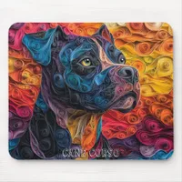 Colorful Cane Corso Paper Quilling Portrait Mouse Pad