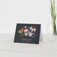 Personalized Day of the Dead Theme Birthday Party Thank You Card