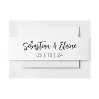 Black and White Modern Calligraphy Fun Wedding Invitation Belly Band