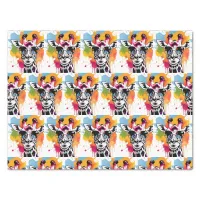 Cute colourful Giraffa with sunglasses splash Tissue Paper