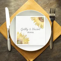 Yellow Sunflowers Watercolor Wedding Napkins