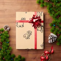 Cheerful Cartoon Dinos on Soft Peach Wrapping Paper