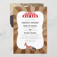 Vintage Circus Themed Birthday Party Photo Invitation