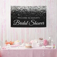 Silver Glitter on Black Bridal Shower Banner