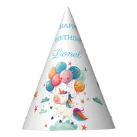 Funny Flying Unicorn Rainbow Colors 1st Birthday Party Hat