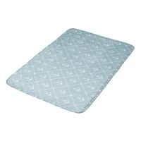 Hamptons Coastal Duck Egg Blue White Ships Anchor Bathroom Mat