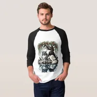 Serene Wolf Family Oasis in Idyllic Nature T-Shirt