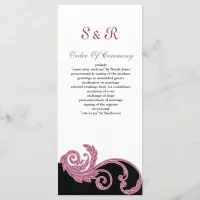 Pink,black and white Wedding program