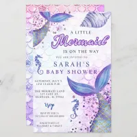 Budget Purple Mermaid Baby Shower Invitation