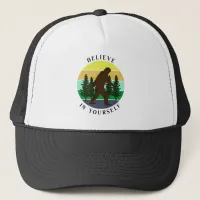 Believe in Yourself | Vintage Sunset Bigfoot   Trucker Hat