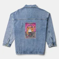 Cool Dj Cat Marker Art Illustration Design Fun Denim Jacket