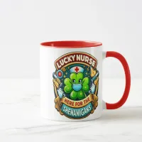 Shamrock Adorned Lucky Nurse shenanigan Mug