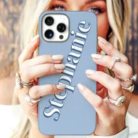 Cute Dusty Blue Minimalist Custom Name iPhone 16 Pro Max Case