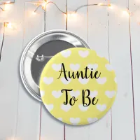 Auntie to be Yellow Hearts Baby Shower Button