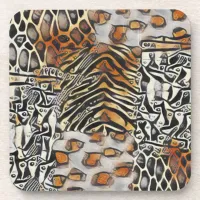 Safari Wild Animal Print Hard plastic coaster