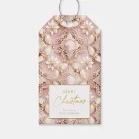 Pink Gold Christmas Merry Pattern#3 ID1009 Gift Tags