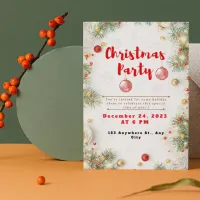 Red And White Elegant Christmas Party Invitation