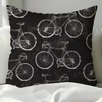 Vintage Bicycle Sketch Throw Pillow